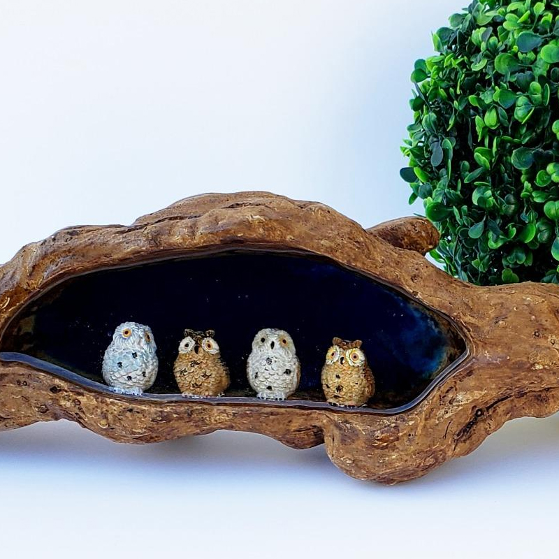 4 adet Reçine Mini Baykuşlar M - Bonsai Gardenia incelemesi ve fiyatı